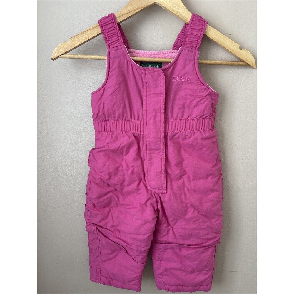 L.L. Bean Infant 12-18M Pink Snow Pants Overalls Insulated Winter Bib